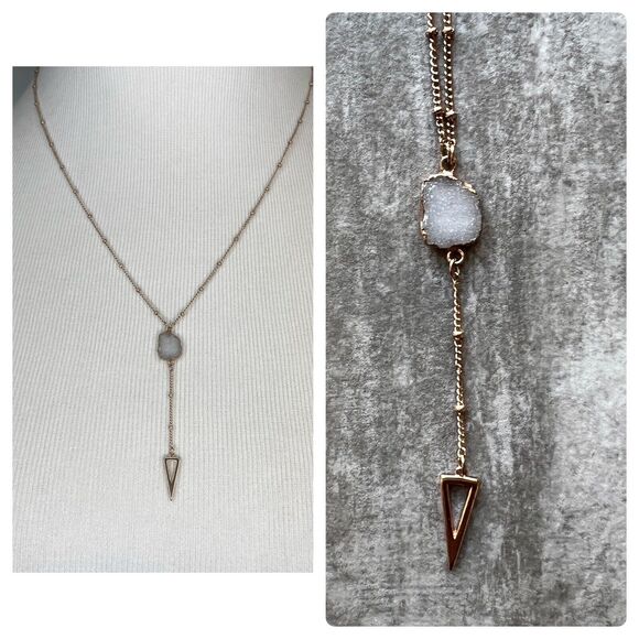 Beaches & Brandy Jewelry - Los Angeles Boutique Rose Gold Long Chain Fashion Boho Gemstone Necklace NEW